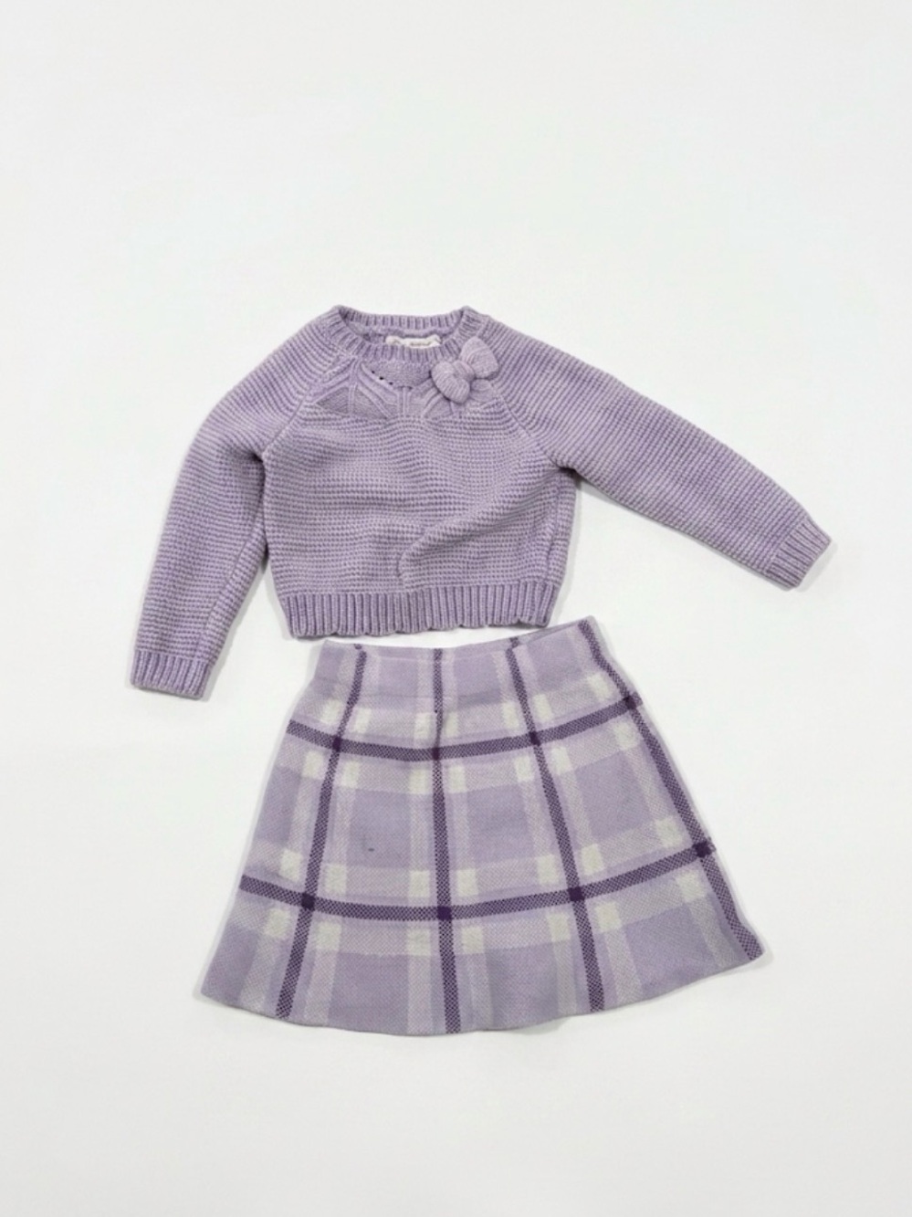 Tommy Bahama Lilac Knit Sweater & matching Plaid Skirt Set 3T-4T